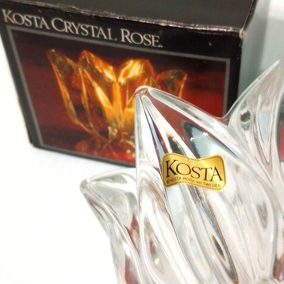 Vintage Kosta Boda Sweden Crystal Rose Candle Holder - Picture 5 of 9
